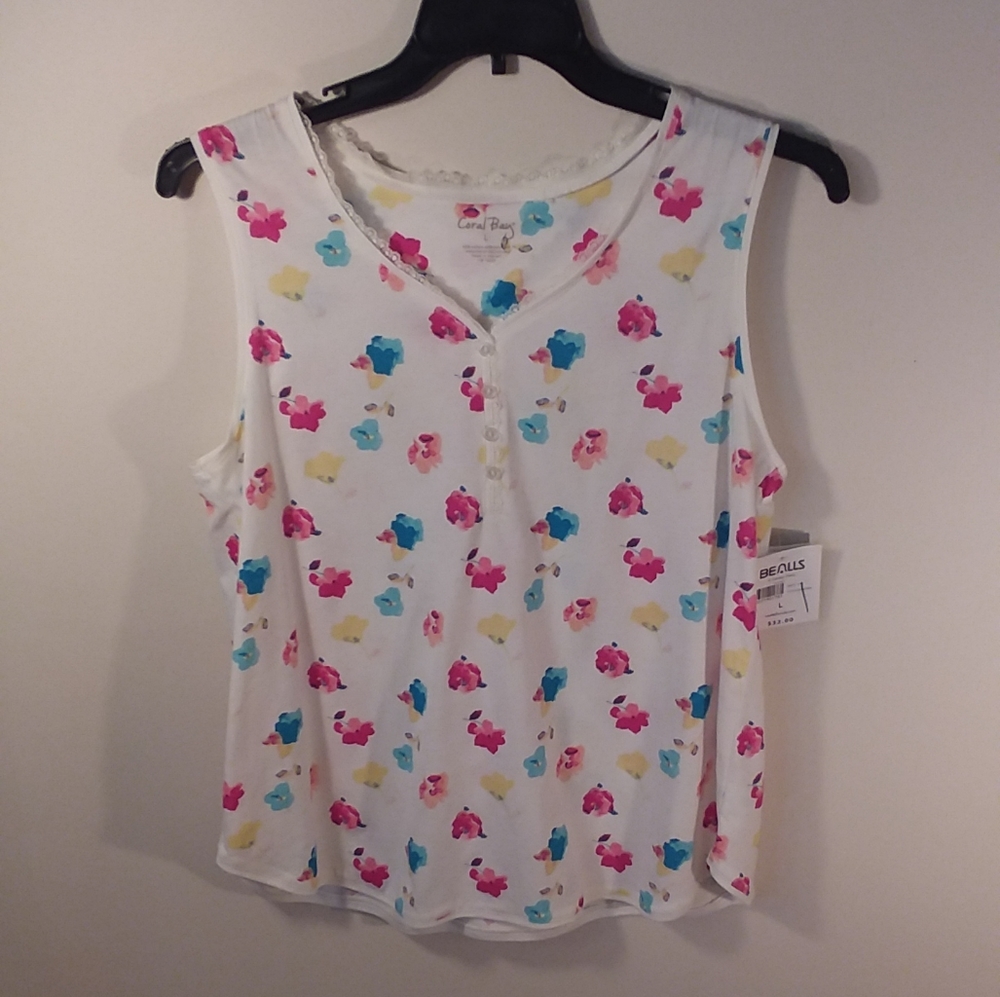 E085 Coral Bay, lg, top, pullover tank, sleeveless
